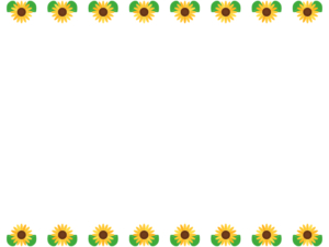 並んだひまわりの花の上下フレーム飾り枠イラスト