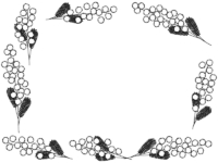 ミモザの白黒囲みフレーム飾り枠イラスト