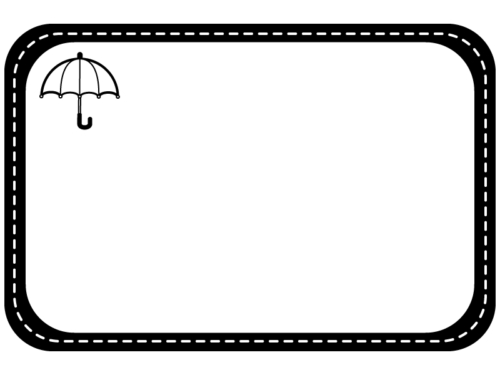 傘の白黒太枠点線フレーム飾り枠イラスト