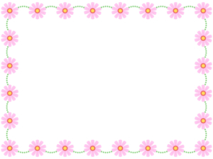 コスモスとレース風点線囲みフレーム飾り枠イラスト