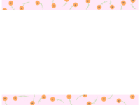 北欧風の小花柄の薄ピンク色上下フレーム飾り枠イラスト