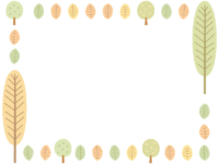 北欧風の木や葉っぱの囲みフレーム飾り枠イラスト