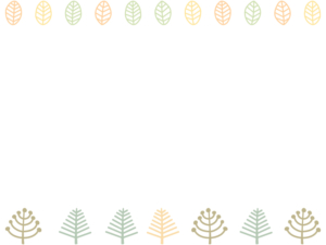 北欧風の木や葉っぱの線画の上下フレーム飾り枠イラスト