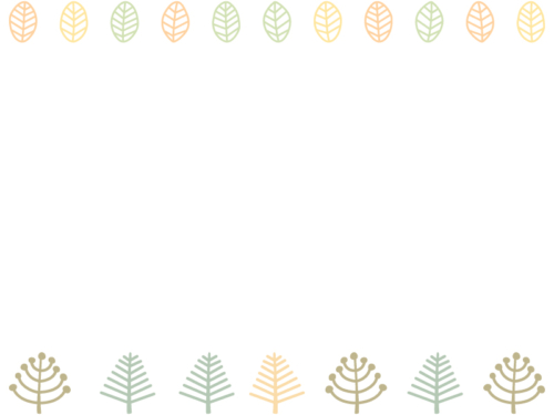 北欧風の木や葉っぱの線画の上下フレーム飾り枠イラスト