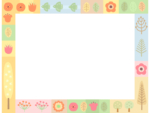 北欧風の花/木/葉っぱ/鳥の四角フレーム飾り枠イラスト