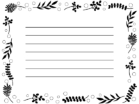 北欧風の葉っぱの白黒メモ帳フレーム飾り枠イラスト