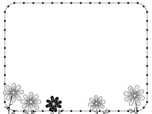コスモスの白黒点線角丸フレーム飾り枠イラスト