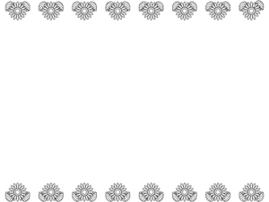 並んだひまわりの花の白黒上下フレーム飾り枠イラスト