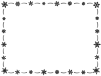 雪の結晶のレース風白黒点線囲みフレーム飾り枠イラスト