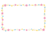 パステルカラーの星と手書き線の囲みフレーム飾り枠イラスト