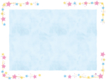 四隅のパステルカラーの星の水色フレーム飾り枠イラスト