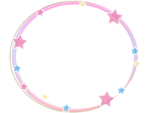 星のパステルピンク色楕円フレーム飾り枠イラスト