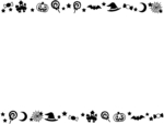ハロウィンモチーフの白黒上下フレーム飾り枠イラスト