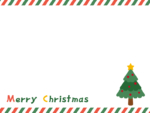 クリスマスツリーの上下斜めストライプフレーム飾り枠イラスト