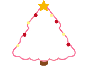 ピンクのクリスマスツリーの形のフレーム飾り枠イラスト