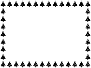 クリスマスツリーの白黒囲みフレーム飾り枠イラスト
