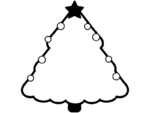 クリスマスツリーの形の白黒フレーム飾り枠イラスト