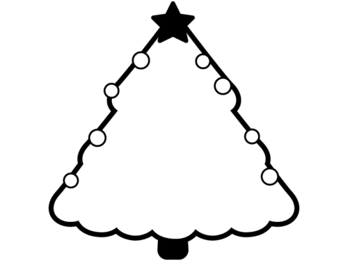 クリスマスツリーの形の白黒フレーム飾り枠イラスト