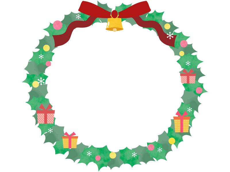 クリスマスリースのフレーム飾り枠イラスト | 無料イラスト かわいい
