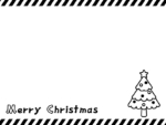 クリスマスツリーの上下斜めストライプ白黒フレーム飾り枠イラスト