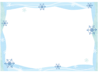 雪の結晶のブルー系フレーム飾り枠イラスト