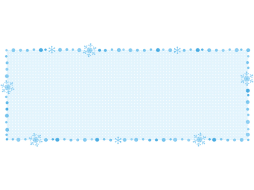 雪の結晶と水玉の囲み横長フレーム飾り枠イラスト