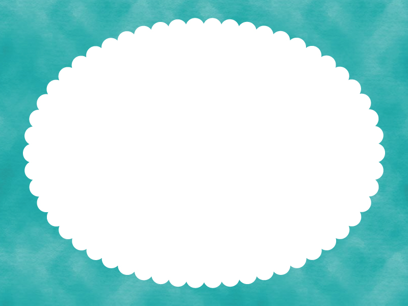 水彩風のもこもこ楕円（緑色）フレーム飾り枠イラスト | 無料イラスト