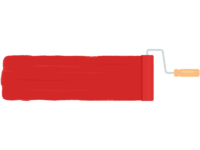 赤いペンキとローラーのフレーム飾り枠イラスト