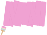 ピンク色のペンキとハケのフレーム飾り枠イラスト