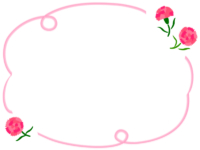 二隅のカーネーションのピンク色手書き風フレーム飾り枠イラスト