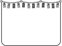 鯉のぼりのフラッグガーランドの白黒フレーム飾り枠イラスト