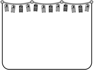 鯉のぼりのフラッグガーランドの白黒フレーム飾り枠イラスト