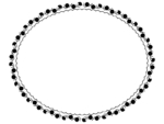 カーネーション飾りと白黒楕円レースフレーム飾り枠イラスト