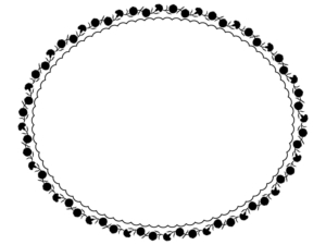 カーネーション飾りと白黒楕円レースフレーム飾り枠イラスト