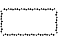 カーネーションの白黒横長囲みフレーム飾り枠イラスト