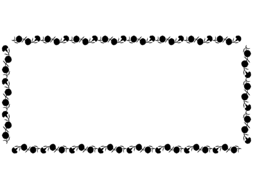 カーネーションの白黒横長囲みフレーム飾り枠イラスト