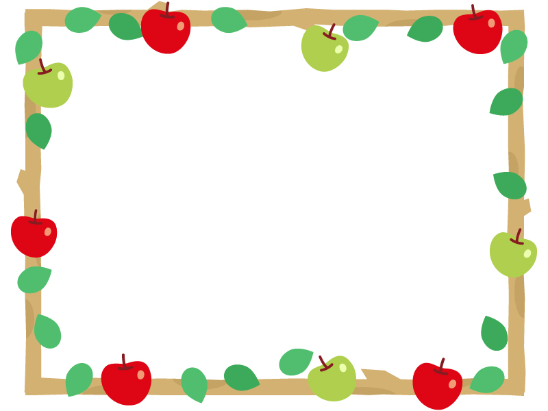 りんごの実と木の枝の囲みフレーム飾り枠イラスト | 無料イラスト