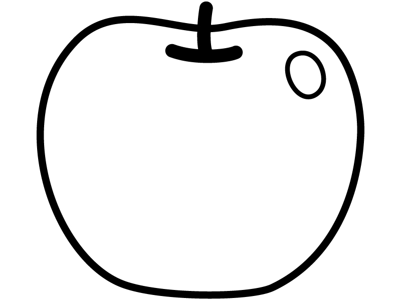 りんごの実の形の白黒フレーム飾り枠イラスト | 無料イラスト かわいい