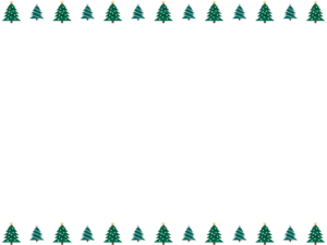 大小クリスマスツリーの上下フレーム飾り枠イラスト