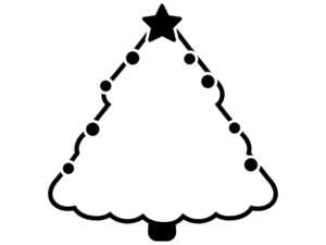 クリスマスツリーの形の白黒フレーム02