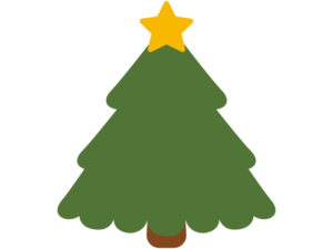 緑色クリスマスツリーの形のフレーム飾り枠イラスト