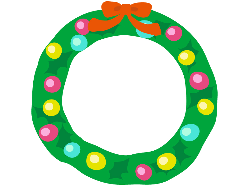 クリスマスリースのフレーム飾り枠イラスト02 | 無料イラスト かわいい