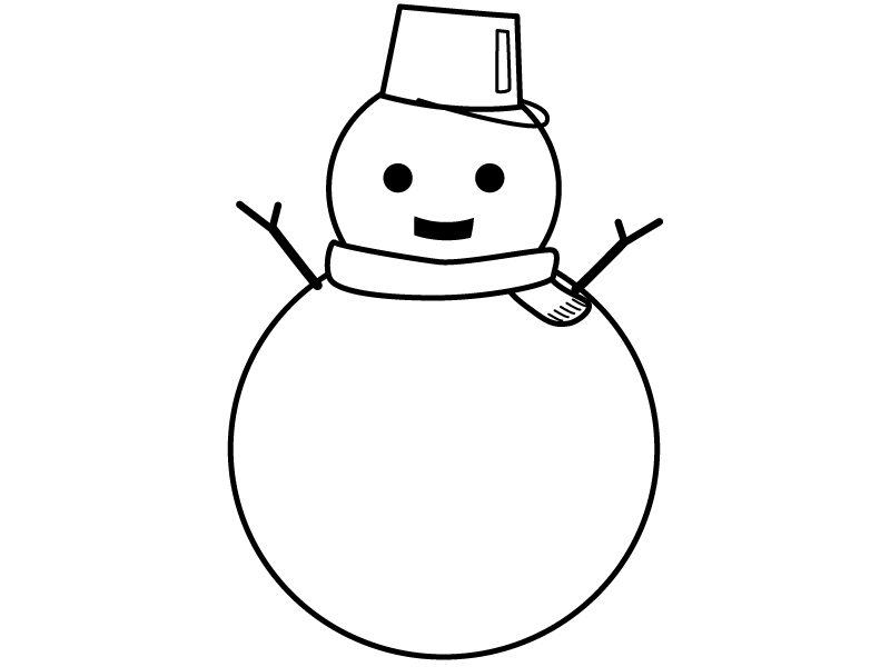 雪だるまの形の白黒フレーム飾り枠イラスト | 無料イラスト かわいい