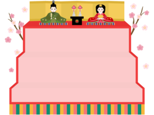 雛飾りのひな祭りフレーム飾り枠イラスト