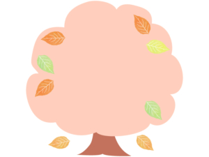 紅葉した木の形のフレーム飾り枠イラスト