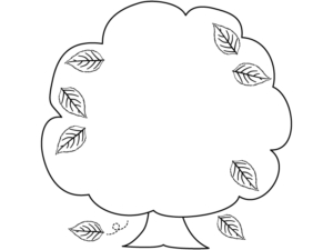紅葉した木の形の白黒フレーム飾り枠イラスト