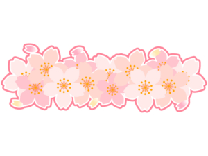 たくさんの桜の花の横長フレーム飾り枠イラスト