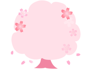 ピンクの桜の木の形のフレーム飾り枠イラスト
