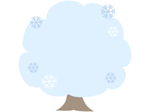 雪の結晶と冬の木の形のフレーム飾り枠イラスト