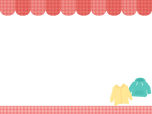 洋服とお店風（赤色）の上下フレーム飾り枠イラスト